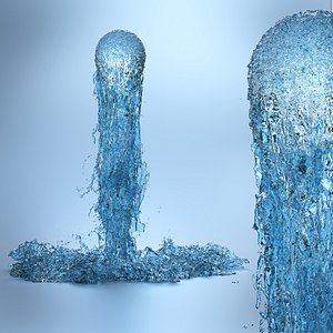 Water Stream Impact Splash Animated For Blender