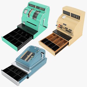 retro cash register 01 3D model