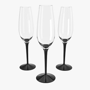 Black Stem Champagne Flute Empty