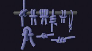 9 commonly used rope knots Low-poly 3D model 3D model