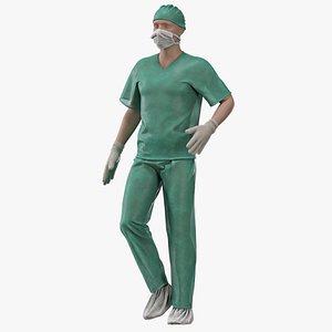 male surgeon uniform with texture 3D model