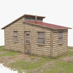 Low Poly Small House - Trailer-Wide Cabin