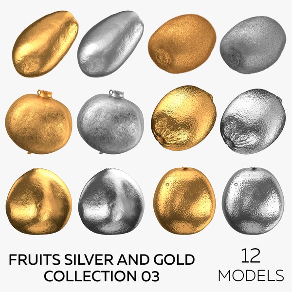 3D Fruits Silver and Gold Collection 03 - 12 models