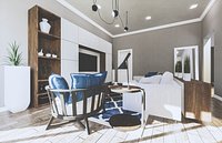 Contemporary Family Room Revit Scene, Model
