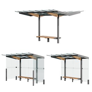 Bus stops set 3D model