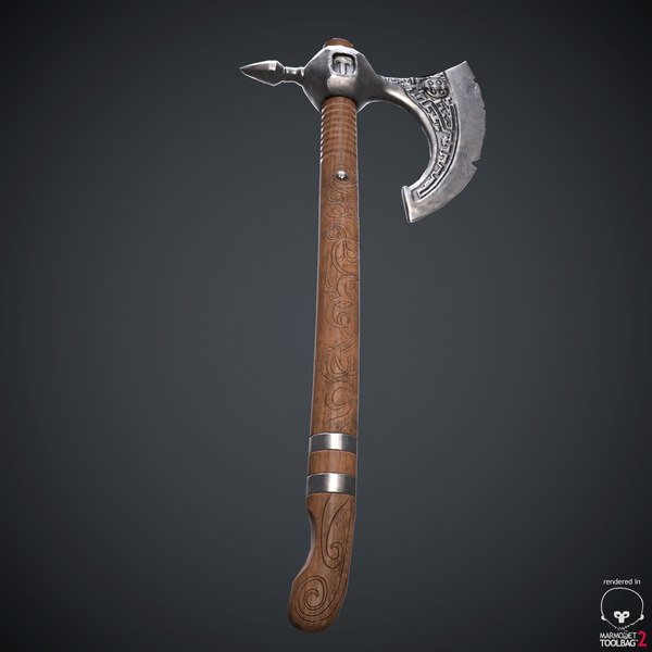 3d model of axe modeled blood