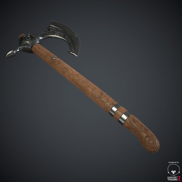 3d model of axe modeled blood