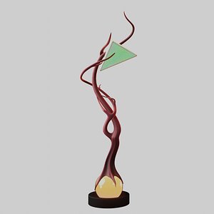 Metal tree sculpture and street light 1 3D model