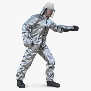 Firefighter Wearing Special Hazard Clothing 3D Model