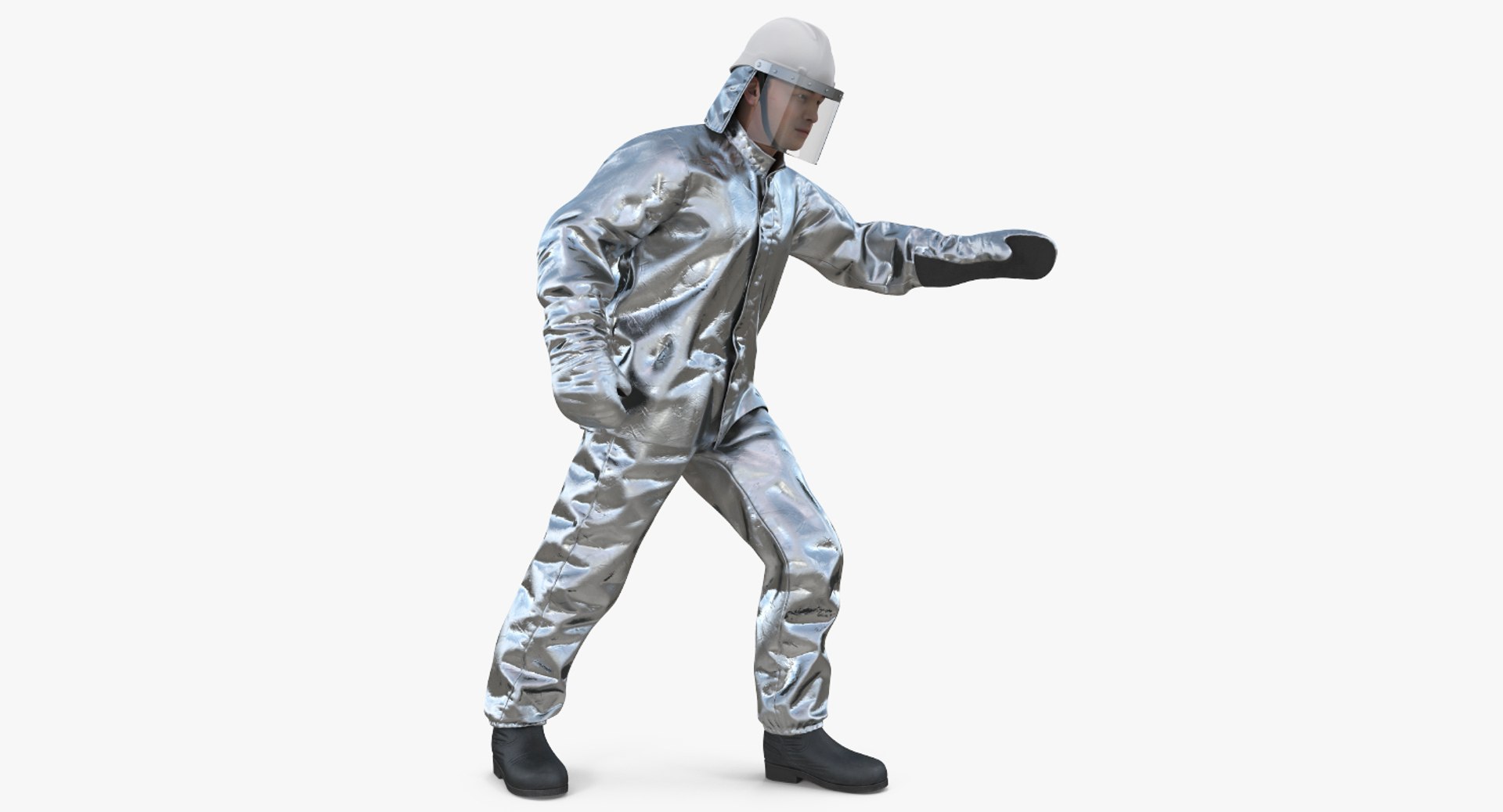 Firefighter Wearing Special Hazard Clothing 3D Model 3D model preview