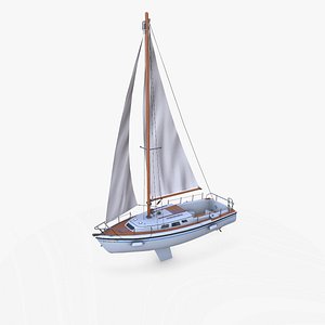 3D Sailing Yacht with Interior 02 Low-poly PBR model