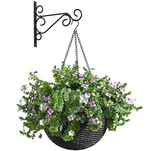 Hanging basket flowerpot rattan pot with flowers