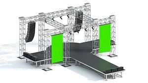 Modular Concert Stage Truss Rig with Line Array and LED Screens 3D model