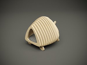 3D Wood parametric cat house model for cnc machine