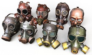 3D Old gas masks pack