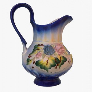 Porcelain pitcher with roses 01 3D model