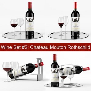 red wine set chateau 3d model
