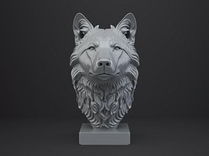 3D Wolf Bust - Animal Figurine model