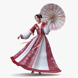 Traditional Chinese Woman Rigged 3D model
