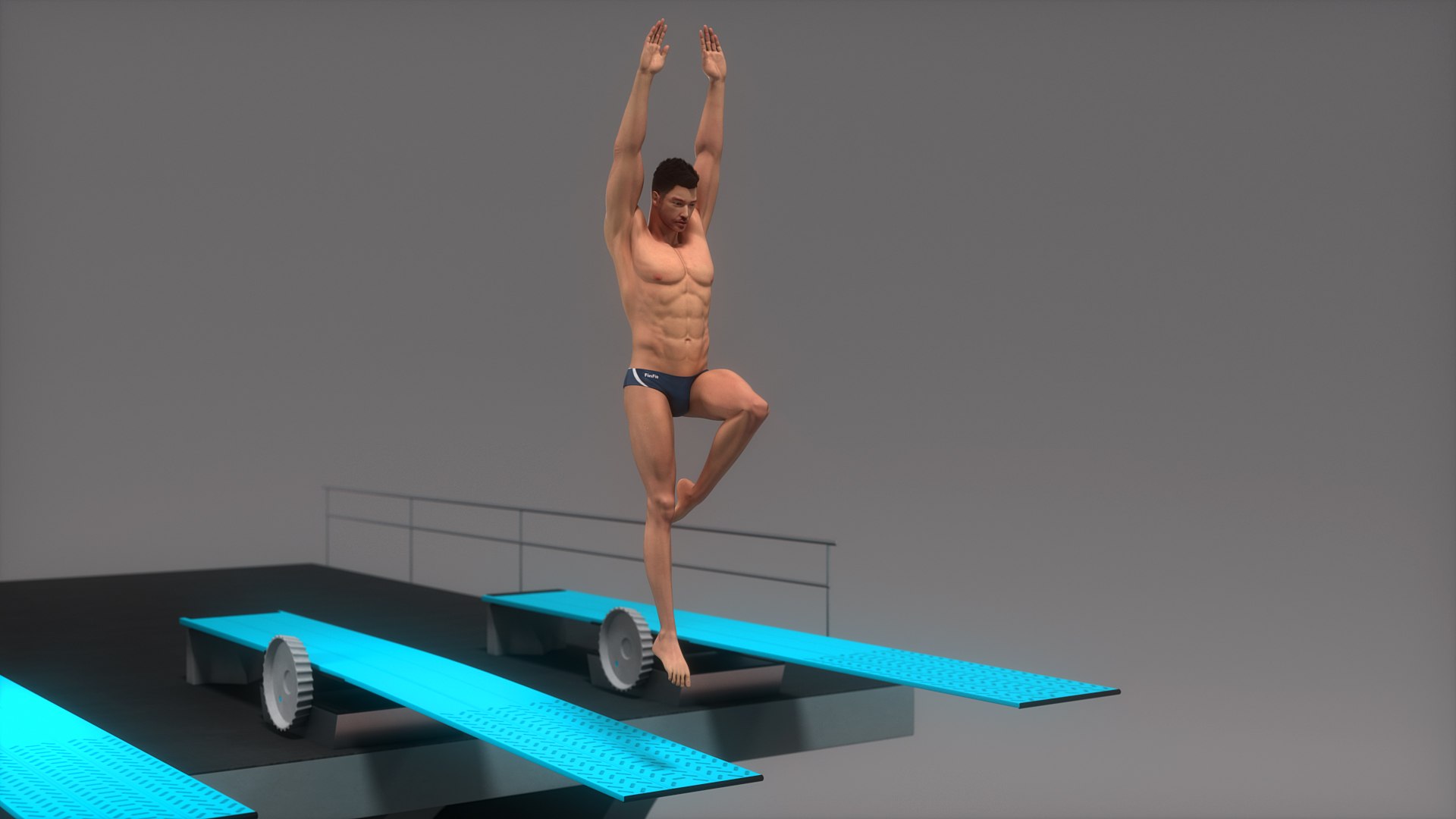 3D Male Diver Springboard Animated HQ Model - TurboSquid 2219858