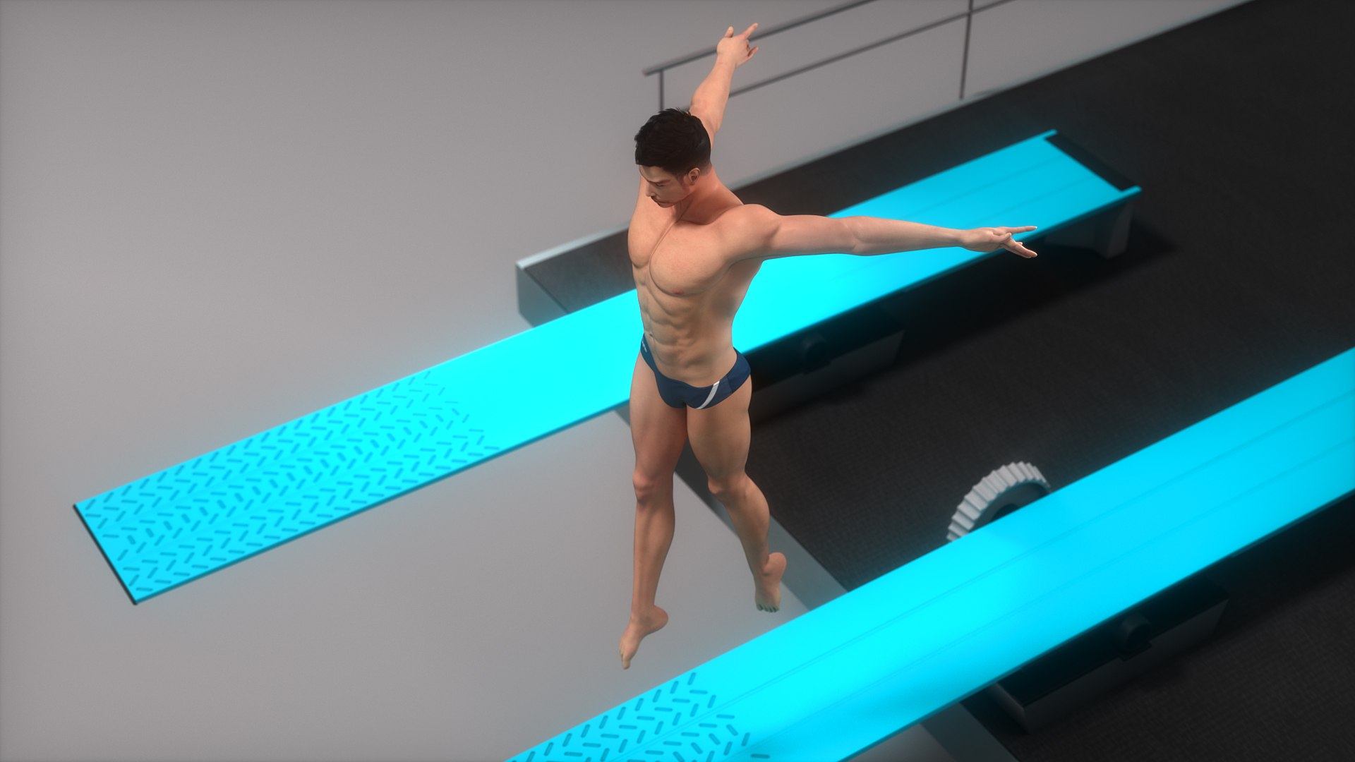 3D Male Diver Springboard Animated HQ Model - TurboSquid 2219858