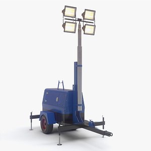 PBR Mobile Light Tower Generator B - Blue model