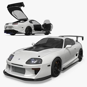 3D Toyota Supra Mk4 Carbon Aero Kit White Rigged