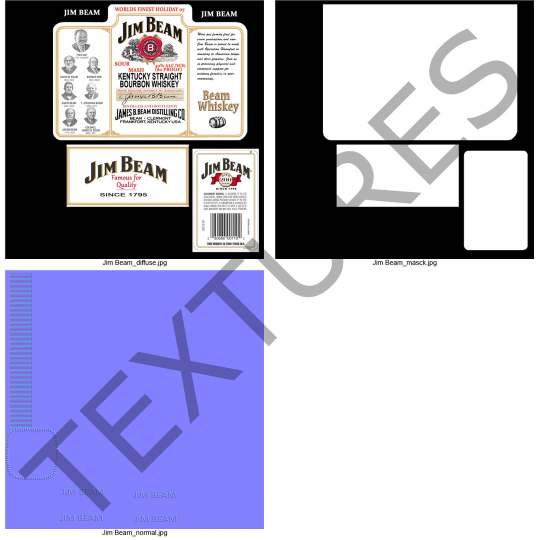 jim beam bottle bourbon 3d max