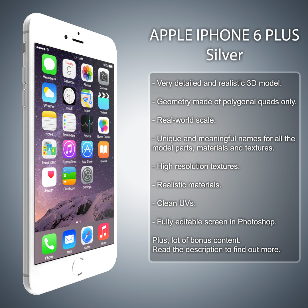 3d Apple Iphone 6 Silver