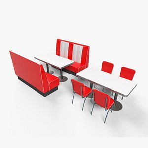 3D Retro Cafe Furniture model