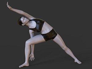 Yoga Pose - Extended Side Angle Pose - Utthita Parsvakonasana 3D