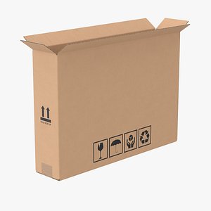 3D Cardboard Box 50x10x35 Half Open model