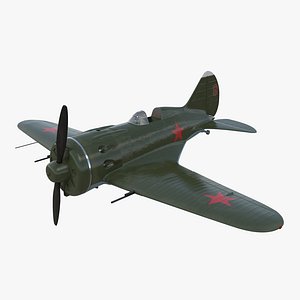 Soviet WWII Fighter Aircraft Polikarpov I-16 Rigged 3D Model