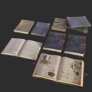 3D Set of stylized books