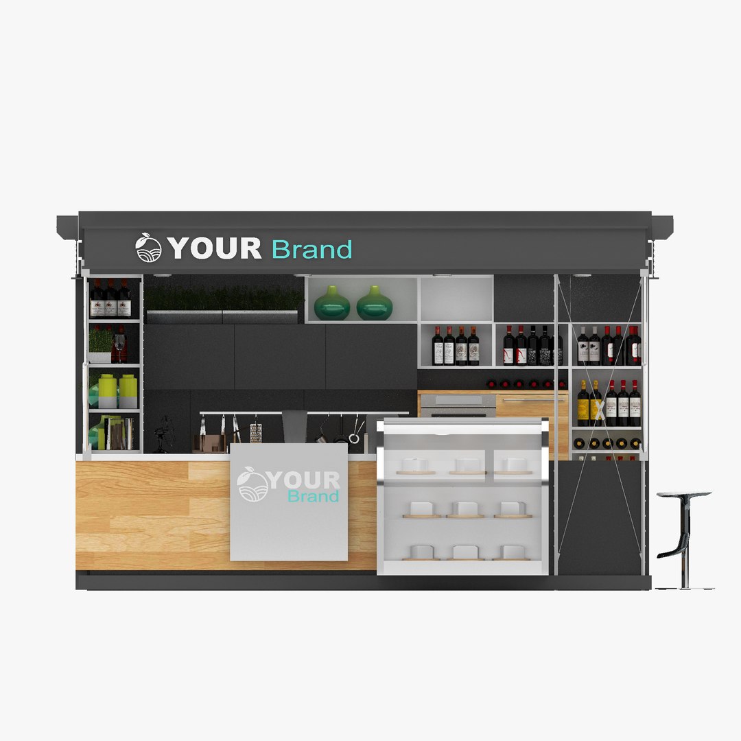 3d Coffee - Bar Kiosk Booth - Turbosquid 1911465