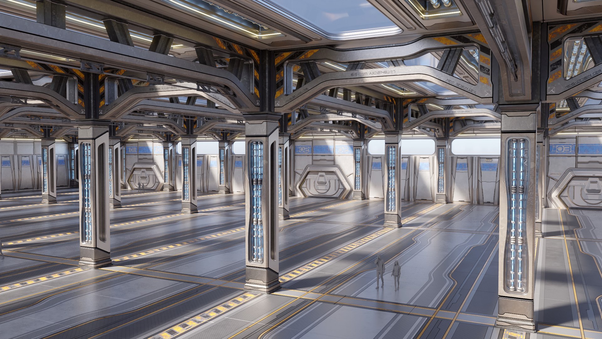 3D Sci-Fi Warehouse Hall Model - TurboSquid 1998501