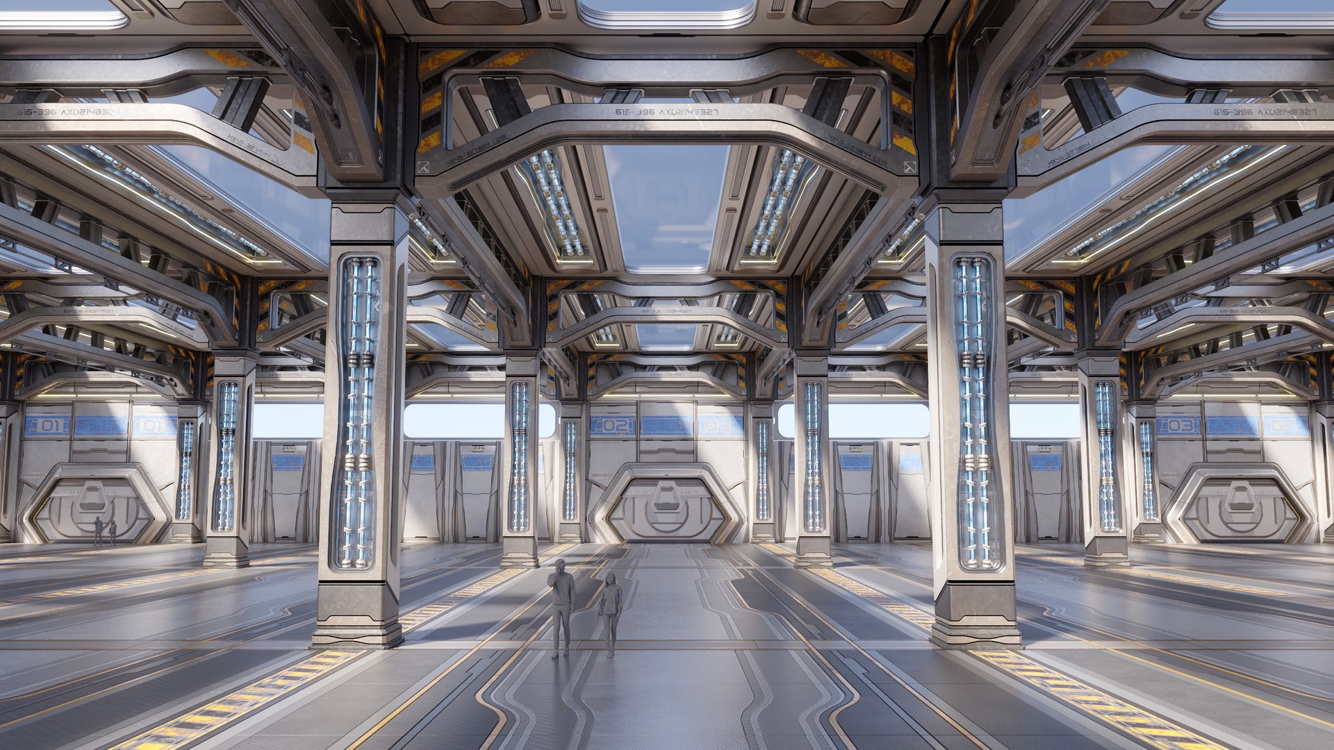 3D Sci-Fi Warehouse Hall Model - TurboSquid 1998501