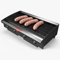 Raw Pork Sausages on Gas Grill Setup
