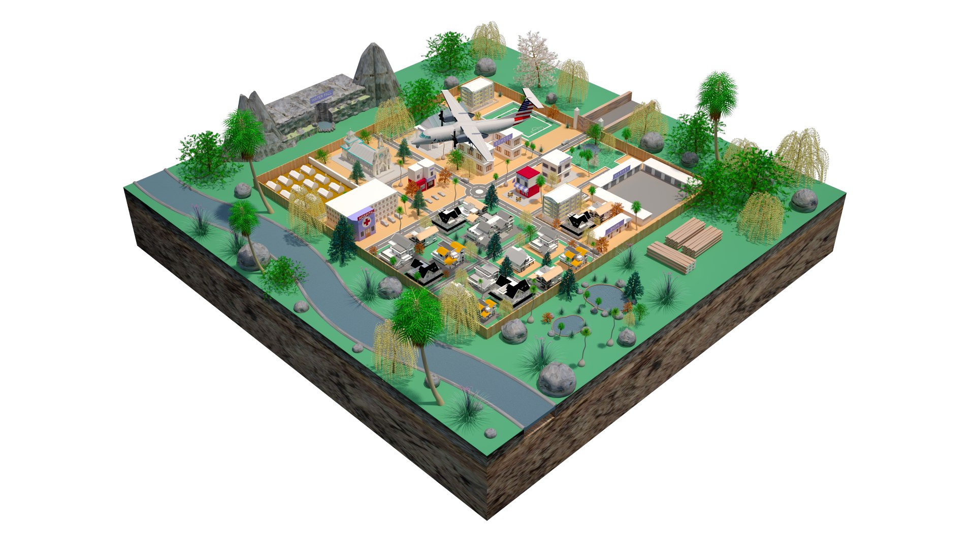 Imaginary town 3D model - TurboSquid 1579850