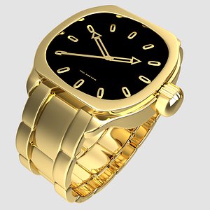 Metal Strap Gold Watch 3D