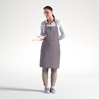 3D People Woman Charley 1888 Waitress Standing with Water Bottle Low poly