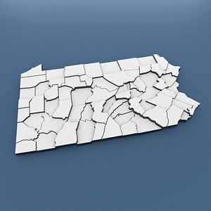 Pennsylvania Counties - Map of United States of America USA 3D model