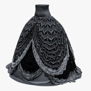Medieval Victorain Gothic Hoop Skirt 3D model