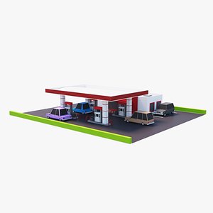 Cartoon Gas Station 3D model
