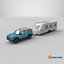 3D model Toyota Land Cruiser 250 and Camping Caravan