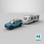 3D model Toyota Land Cruiser 250 and Camping Caravan