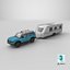 3D model Toyota Land Cruiser 250 and Camping Caravan