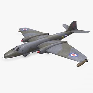 English Electric Canberra Bomber Low-poly PBR 3D
