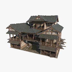3D Asian Ancient Architecture Inn