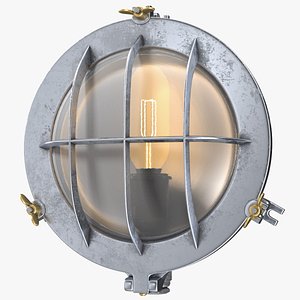 Industrial Bulk Head Lamp Steel with Clear Glass On State